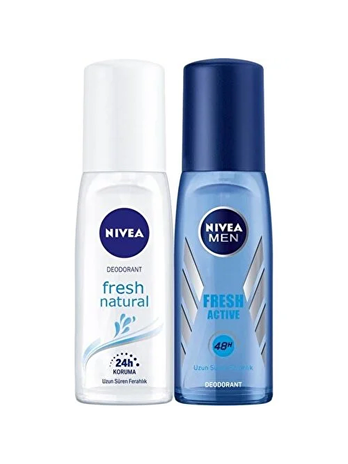 Nivea Pump Sprey Fresh Active ve Fresh Natural Deodorant Seti 75 ml
