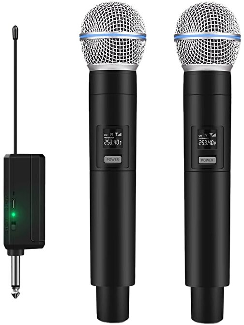 Coverzone Kablosuz Karaoke Mikrofonu 6.35mm Amfi Hoparlör İçin 600 Hz ila 800 KHz Çok Amaçlı Tak ve Çalıştır WN06 (Ciftli-WN-06)