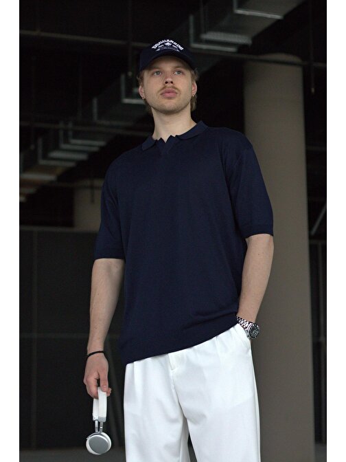 Erkek Oversize Polo Yaka Triko T-Shirt