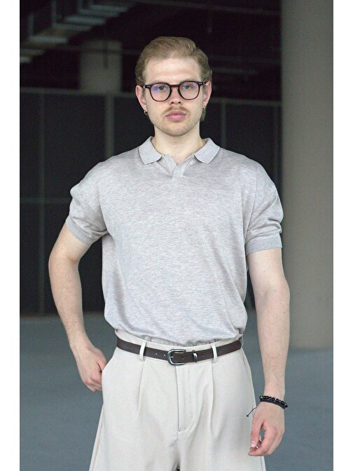 Erkek Oversize Polo Yaka Triko T-Shirt