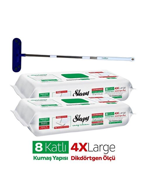 Easy Clean Beyaz Sabun Katkılı Yer Temizlik Havlusu 50x2 Adet 100 Yaprak Pafilya Mop Temizlik Seti