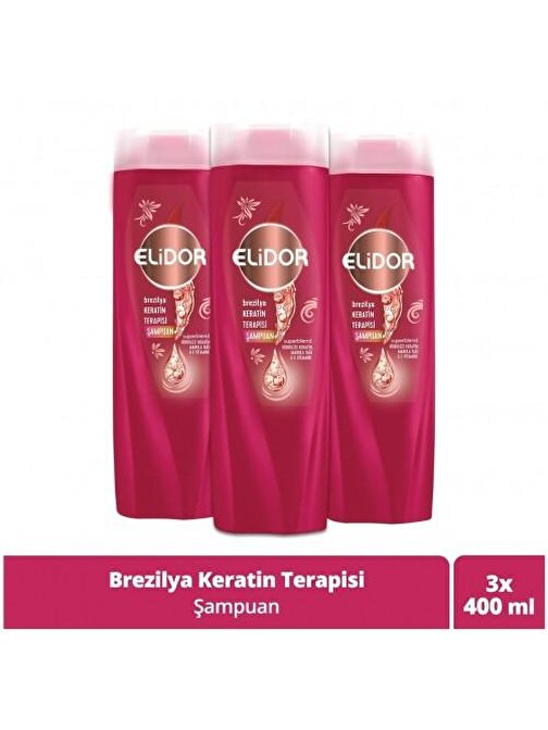 Elidor Brezilya Keratin Saç Şampuanı 400 ml x 3 Adet