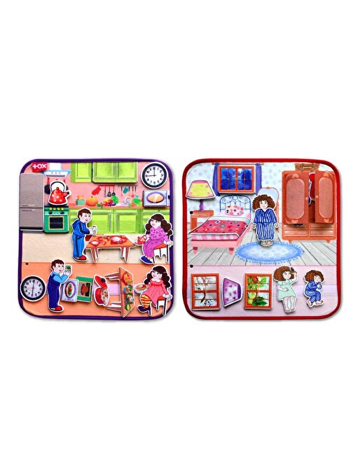 2 Set - 32 Parça Tox Mutfak ve Yatak Odası Keçe Cırtlı Aktivite Sayfası - Çocuk Etkinlik , Eğitici Oyuncak