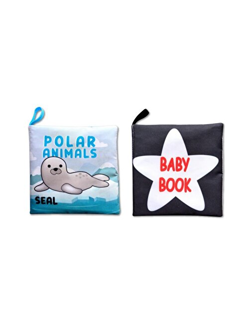 2 Kitap Tox İngilizce Kutup Hayvanları ve Siyah Beyaz Bebek Kumaş Sessiz Kitap E125 E136 - Bez Kitap , Eğitici Oyuncak