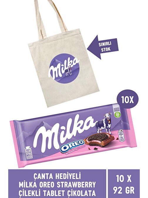 Çanta Hediyeli Milka Oreo Strawberry Çilekli Tablet Çikolata 92 gr - 10 Adet