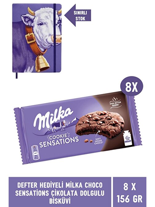 Defter Hediyeli Milka Choco Sensations Çikolata Dolgulu Bisküvi 156 gr - 8 Adet