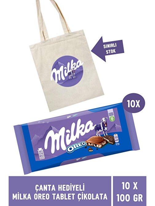 Çanta Hediyeli Milka Oreo Tablet Çikolata 100 gr - 10 Adet