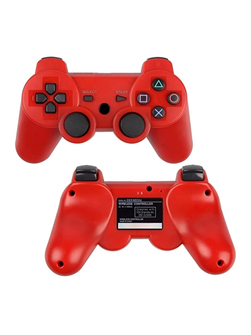 Cosmostech P3 Doubleshock PS3 Playstation 3 için Uyumlu Kablosuz Titreşimli Oyun Kolu Gamepad Joystick Controller Kırmızı