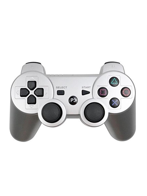 Cosmostech P3 Doubleshock PS3 Playstation 3 için Uyumlu Kablosuz Titreşimli Oyun Kolu Gamepad Joystick Controller Gümüş