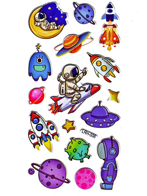 Sticker Kabartmalı Stiker Defter Planlayıcı Etiket (Lrh006)-17x9 cm- Uzay Astronot