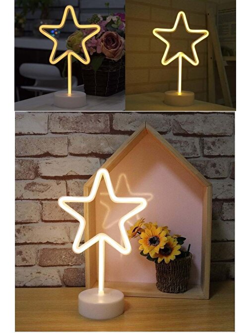 Himarry Sarı Yıldız Model Neon Led Işıklı Masa Lambası Dekoratif Aydınlatma Gece Lambası