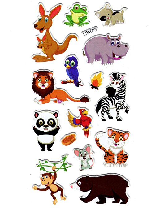 Sticker Kabartmalı Stiker Defter Planlayıcı Etiket (LRI003)-17x9 cm- Sevimli Hayvanlar