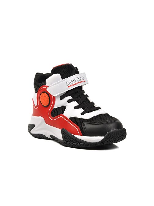 Pepino 1656-F Siyah-Beyaz-Kırmızı Çocuk Basketbol Ayakkabısı