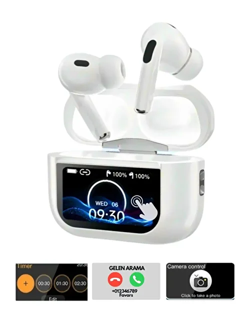 A88 Pro TWS Bluetooth Kulaklık ANC/ENC Ekranlı Yeni Nesil Beyaz ANC ( aktif gürültü engelleme )