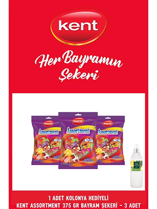 Kolonya Hediyeli Kent Assortment Karışık Bayram Şekeri 375 gr - 3 Adet