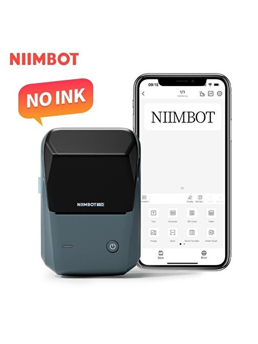 Niimbot B1 Bluetooth Taşınabilir Termal Etiket Yazıcı - Göl Mavisi