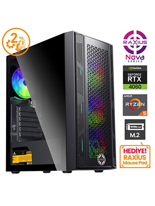 Raxius Nova G1 R5 4060-56F02 Ryzen5 5600 16GB 1TBSSD RTX4060 FreeDOS Gaming Masaüstü Bilgisayar