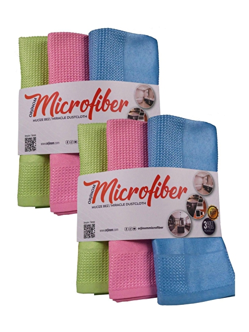 Mikrofiber Sihirli Temizlik Bezi Mandallı Moplara Uygun 40x60 cm 3'lü x 2 Paket