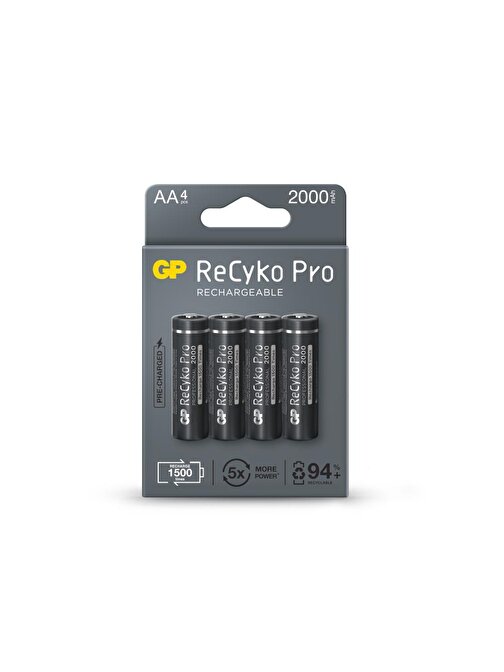 GP AA 2100 mAh Şarjlı Kalem Pil 4'lü Paket ReCyko Pro GP210AAHCBEM-2GB4