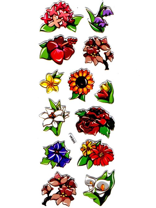 Sticker Kabartmalı Stiker Defter, Planlayıcı Etiket (vk-845) 16x7 cm- Çiçek
