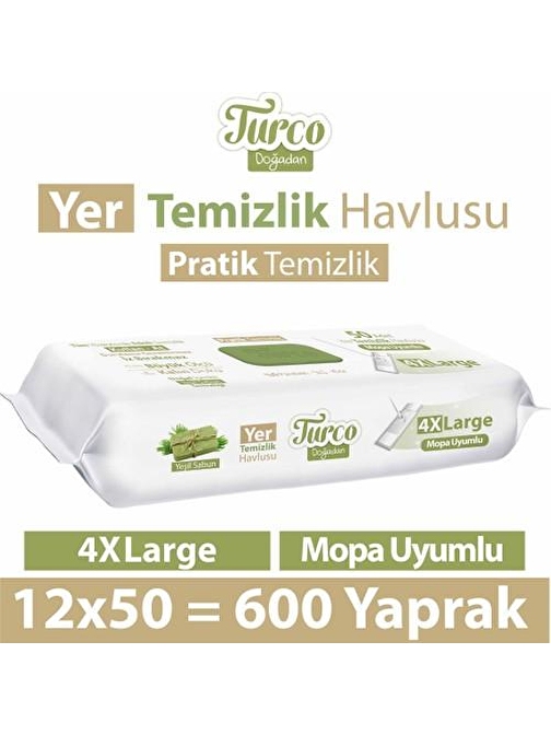 Baby Turco Turco Doğadan Yer Temizlik Havlusu Yeşil Sabun 12X50(600 Yaprak)