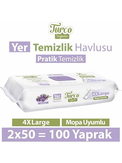 Baby Turco Doğadan Yer Temizlik Havlusu Lavanta 2X50(100 Yaprak)