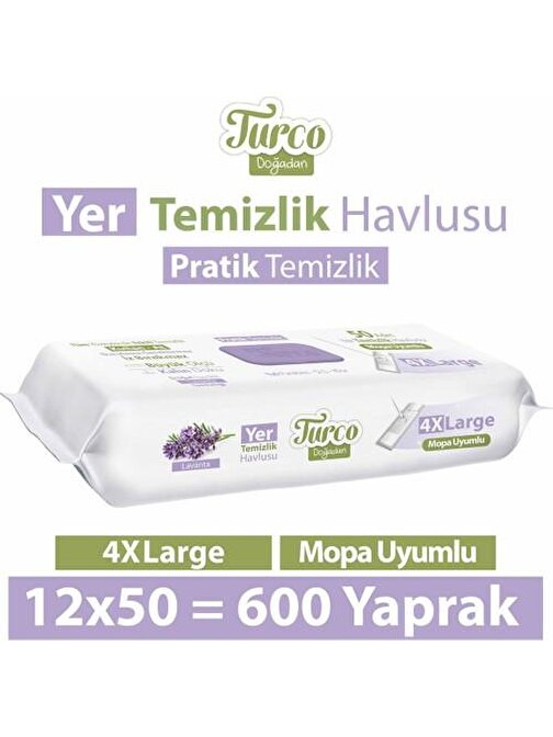 Baby Turco Doğadan Yer Temizlik Havlusu Lavanta 12X50(600 Yaprak)