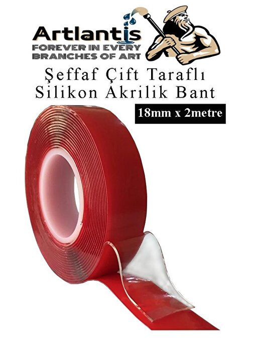 Çift Taraflı Bant Silikonlu Süper Güçlü Çivisiz Montaj Bandı 1 Adet 18mm x 2 metre Extra Yüksek Mukavemetli