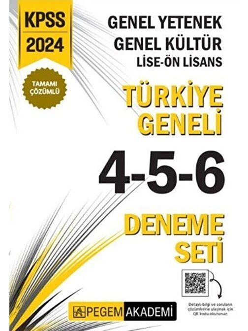 2024 KPSS Lise Ön Lisans Türkiye Geneli 4-5-6 Deneme Seti Pegem Yayınları