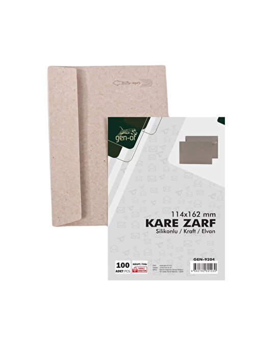 Gen-Of Kraft Kare Mektup Zarfı 114x162mm 70Gr Silikonlu 500lü