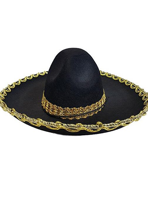 Himarry Altın Renk Şeritli Meksika Latin Şapkası 55 cm Çocuk