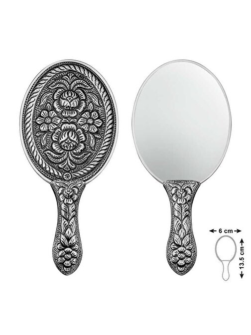 Himarry Gümüş Papatya ve Gül Motifli El Aynası