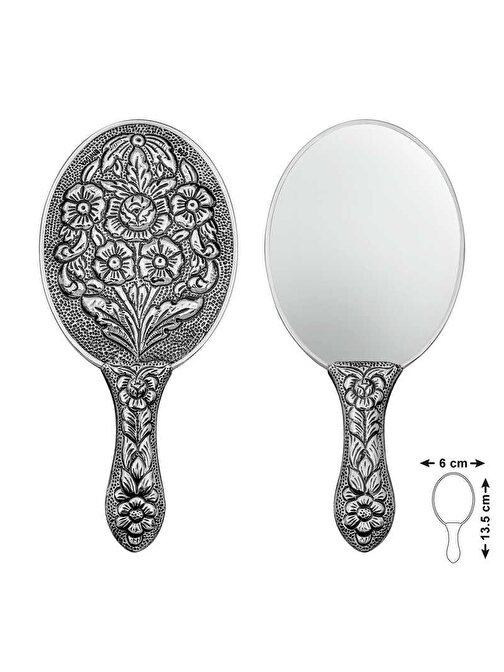 Himarry Gümüş Papatya ve Gül Motifli El Aynası