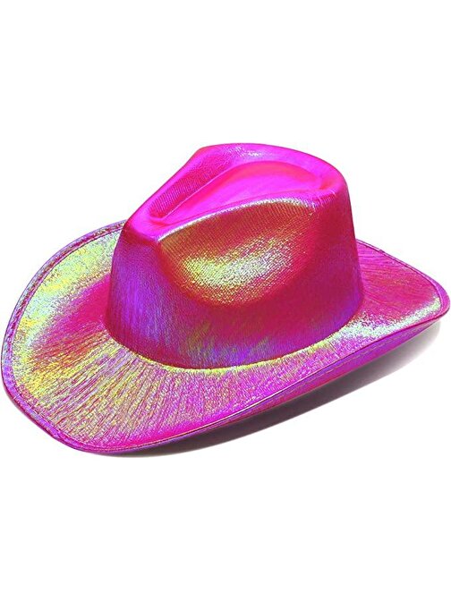 Himarry Neon Hologramlı Kovboy Model Parti Şapkası Fuşya Yetişkin 39X36X14 cm