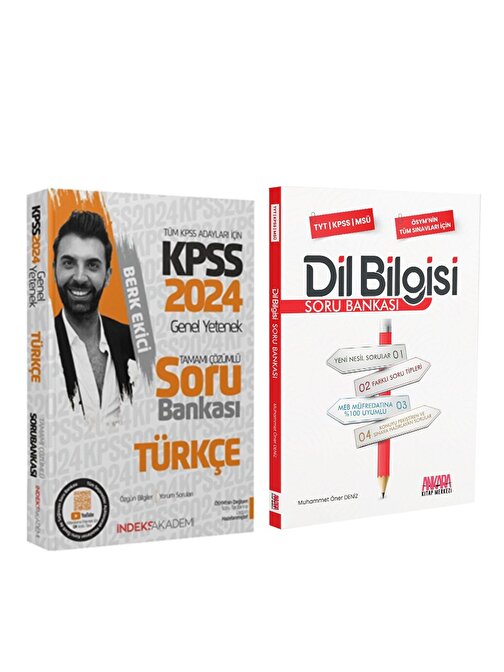 İndeks 2024 KPSS Türkçe ve AKM Dil Bilgisi Soru Bankası Seti 2 Kitap 