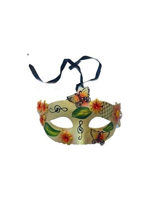 Himarry Kelebek ve Çiçek İşlemeli Venedik Maskesi Kırmızı Renk 10x18 cm