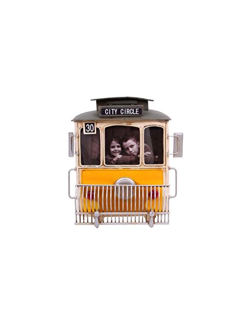Dekoratif Metal Çerçeve Tramvay Temalı Vintage Hediyelik
