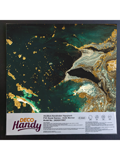 DecoHandy Pvc Yapışkanlı Yer Karosu 30x30cm 4'Lü Paket - Green Edition 0,36m2