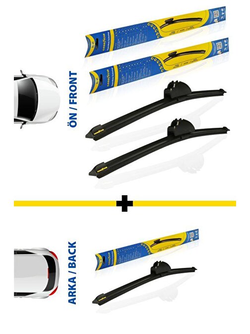 GOODYEAR OPEL VECTRA  SUPERMUTE  ÖN VE ARKA 3'LÜ MUZ SİLECEK TAKIMI 2005-2008 HATCHBACK (5 KAPI) (600MM+480MM+400MM)