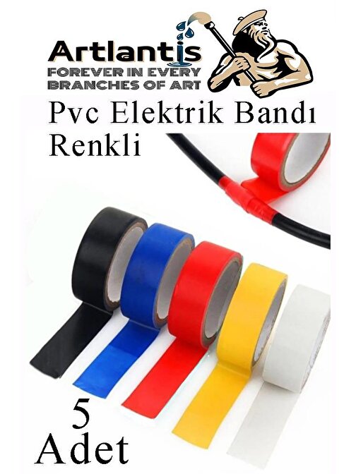 Renkli Elektrik Bandı 5 Adet Pvc İzolo Bant Elektrikçi Bandı Su Geçirmez Isıya Dayanıklı Yalıtım Bandı