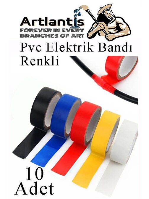 Renkli Elektrik Bandı 10 Adet Pvc İzolo Bant Elektrikçi Bandı Su Geçirmez Isıya Dayanıklı Yalıtım Bandı