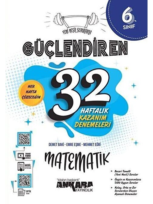 6. Sınıf Matematik Güçlendiren 32 Haftalık Kazanım Denemeleri Ankara Yayıncılık