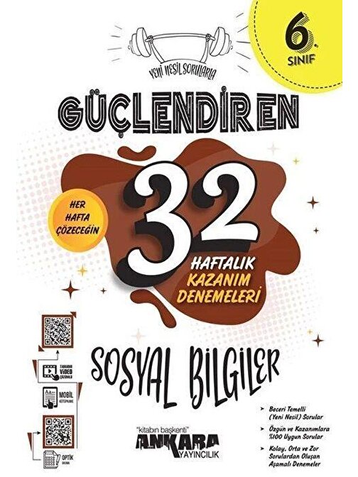 6. Sınıf Sosyal Bilgiler Güçlendiren 32 Haftalık Kazanım Denemeleri Ankara Yayıncılık
