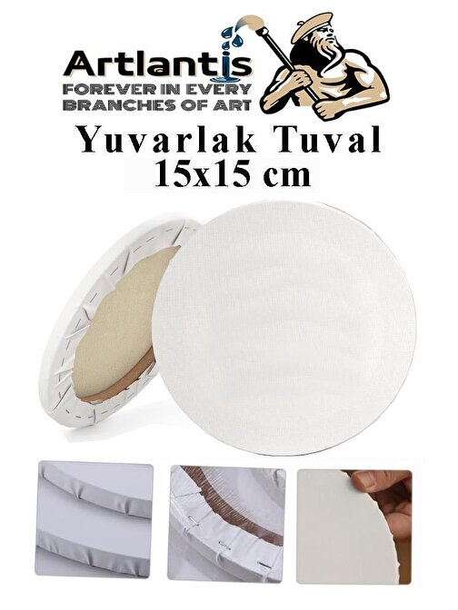 Yuvarlak Tuval 15x15 cm 1 Adet Arkadan Zımbalı Astarlı Resim Tuvali Akrilik Boya Yağlı Boya Daire Tuval