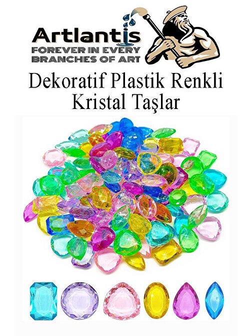 Dekoratif Plastik Renkli Kristal Taşlar 45 li 1 Paket Oyuncak Elmas Taşlar Oyuncak Değerli Taşlar