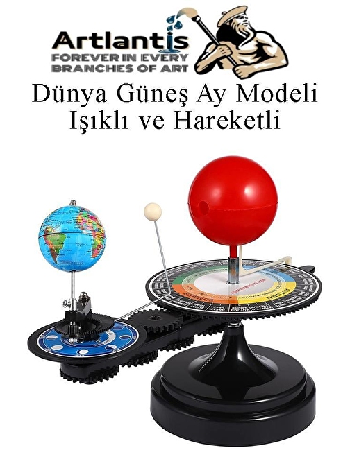 Dünya Güneş Ay Modeli Işıklı ve Hareketli 1 Adet Güneş Sistemi Deney Seti Astronomi Solar Sistem Deney Seti