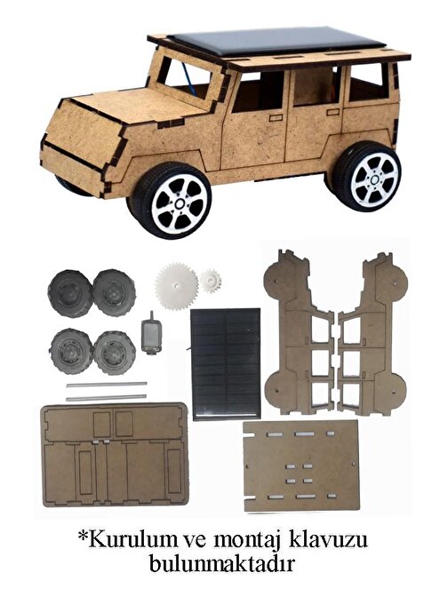 Güneş Enerjili Jeep Yapım Seti 1 Paket Güneş Paneli Motor Çark Dişli Şaft Deney Seti Solar Enerjili Jeep