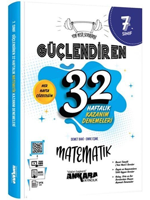 7. Sınıf Matematik Güçlendiren 32 Haftalık Kazanım Denemeleri Ankara Yayıncılık