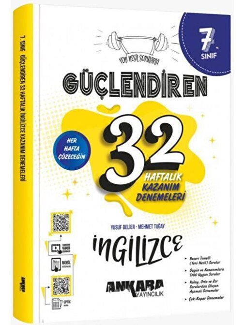 7. Sınıf İngilizce Güçlendiren 32 Haftalık Kazanım Denemeleri Ankara Yayıncılık