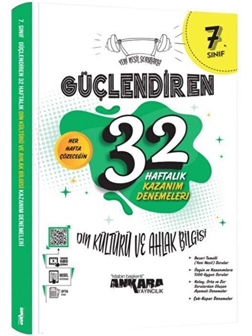7. Sınıf Din Kültürü ve Ahlak Bilgisi Güçlendiren 32 Haftalık Kazanım Denemeleri Ankara Yayıncılık